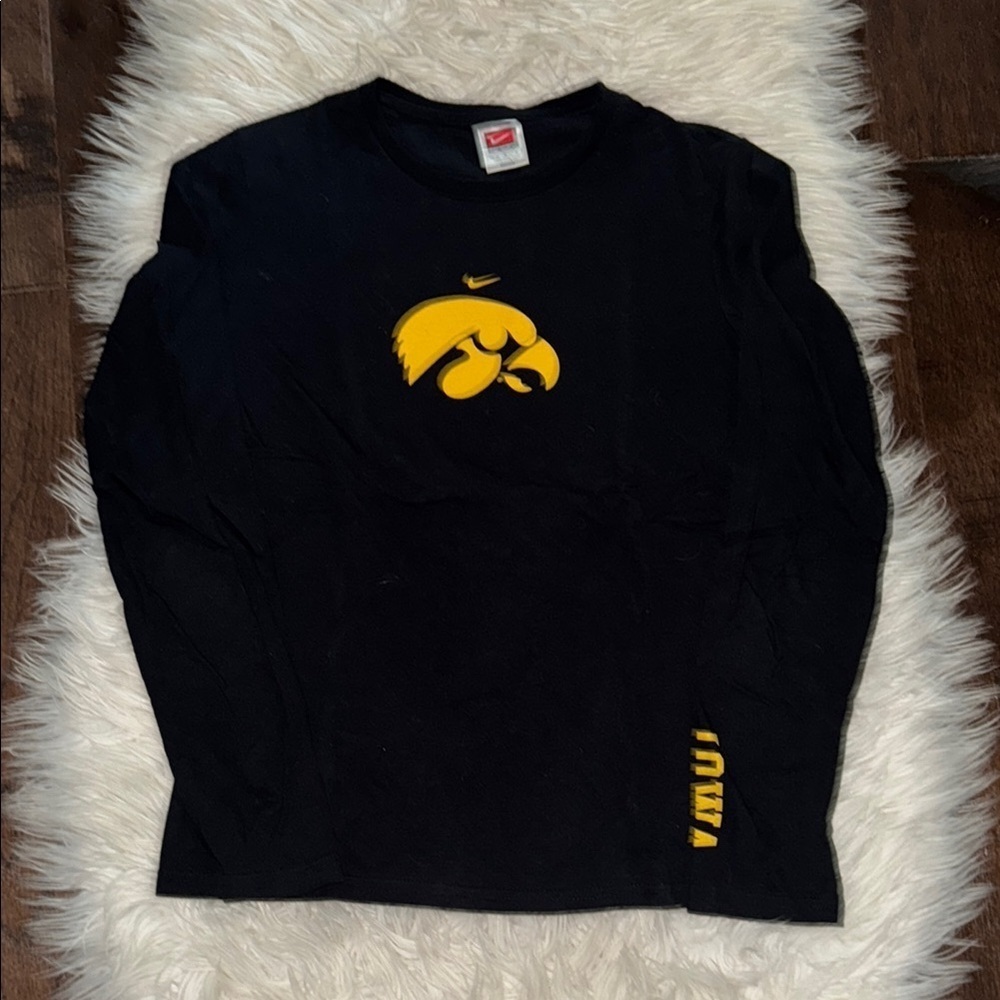 Nike Black and Yellow Long Sleeve Iowa Tee
